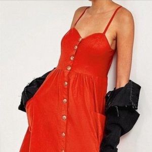 Red UO Emilia button down dress in Large